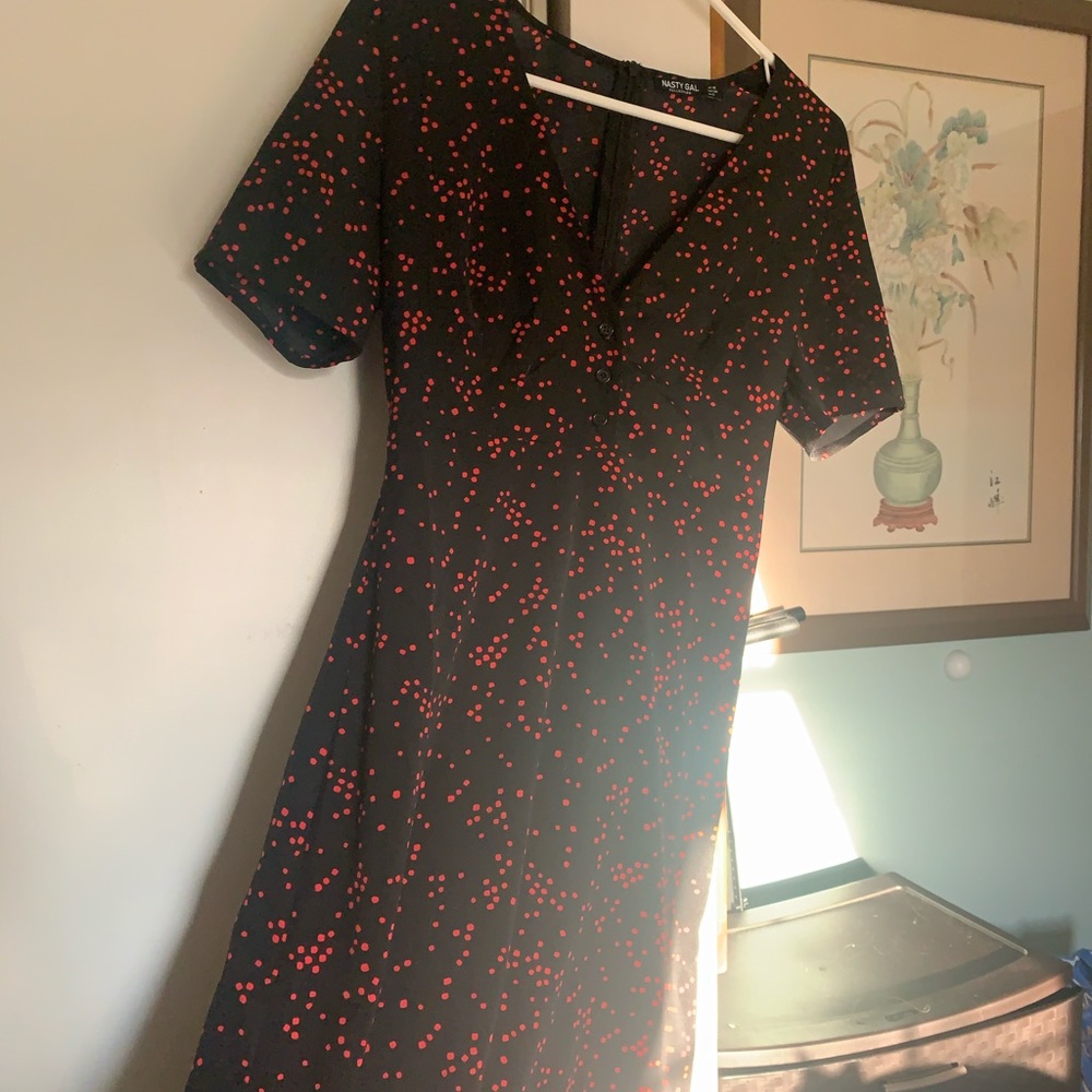 Black dress summer really light with red dots